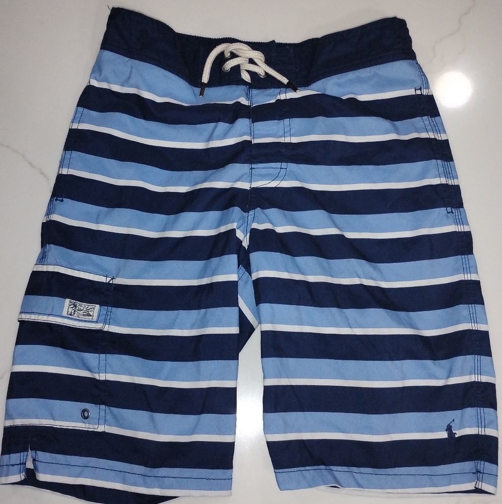 Polo Ralph Lauren Youth Boys Blue Striped Swim Shorts Size 10-12
